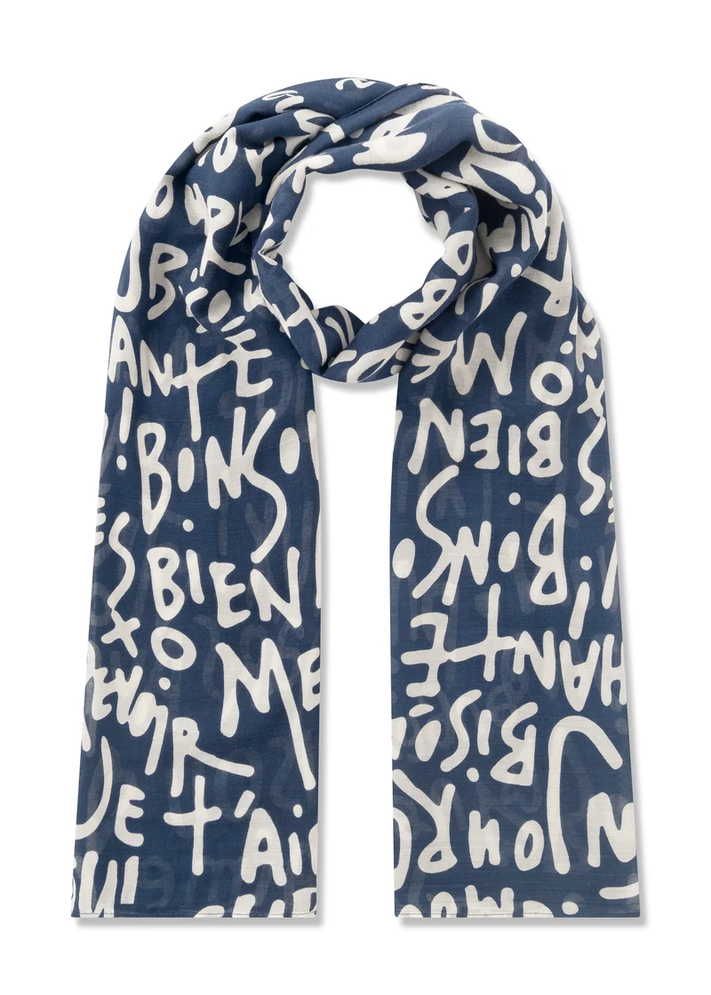 Schal aus Modal-Baumwoll-Mix mit französischen Typo-Prints