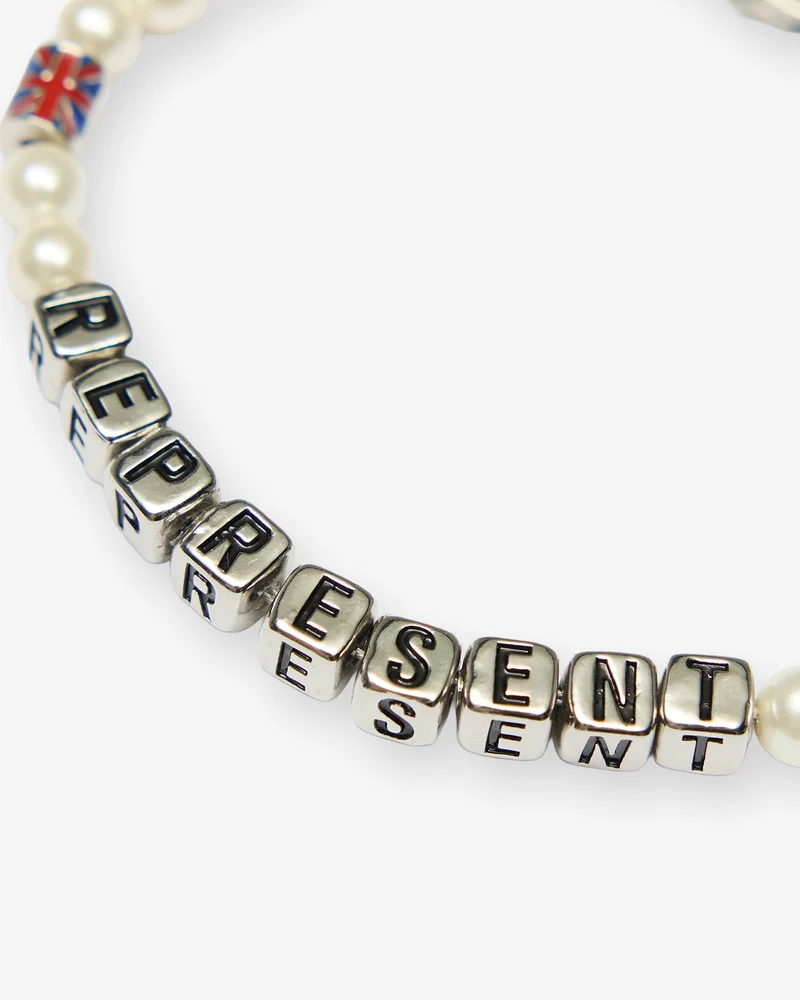 Beaded Represent Bracelet - Silver