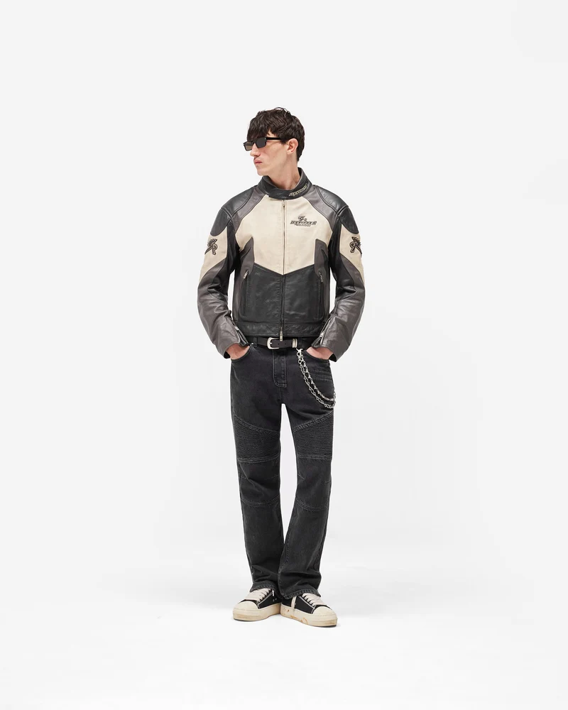 Represent X Belstaff Leather Race Jacket - Black