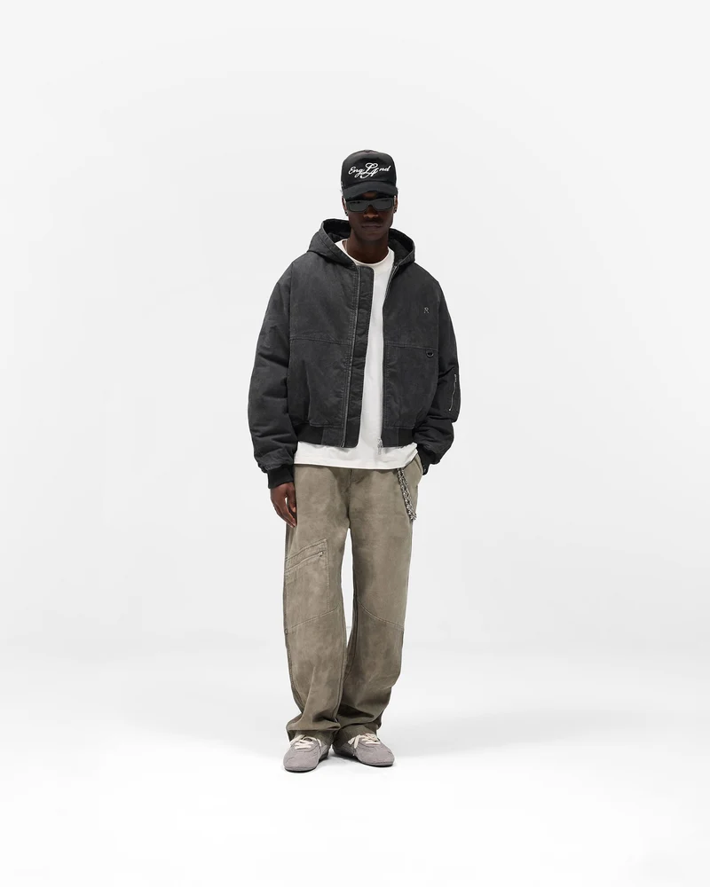 Hooded Bomber - Washed Black