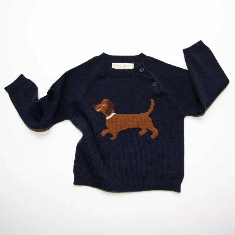 PAPA LOBSTER, Pullover, 'DACKEL PL', Dunkelblau