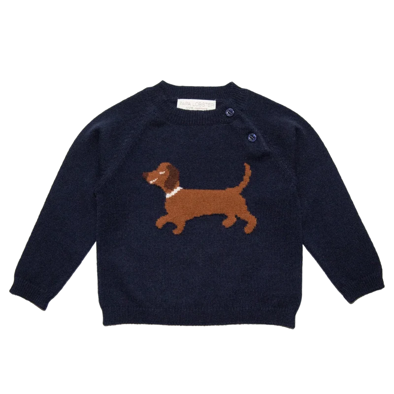 PAPA LOBSTER, Pullover, 'DACKEL PL', Dunkelblau