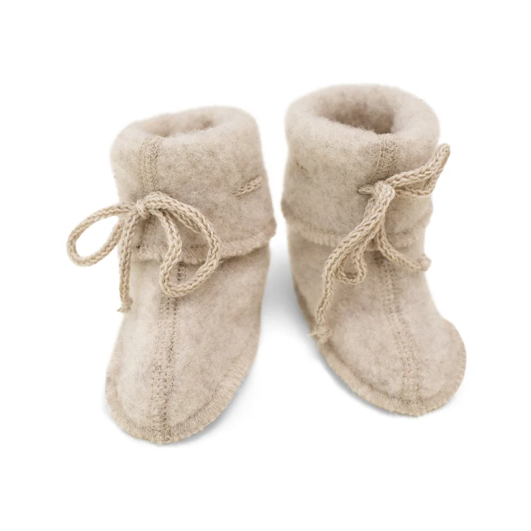 Engel Natur, Baby Schühchen mit Bändel, Sand Melange