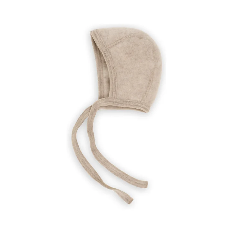 Engel Natur, Baby Häubchen, Fleece, Sand Melange