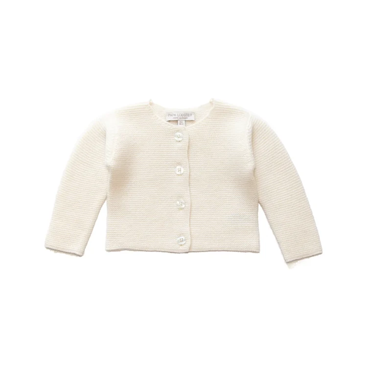 PAPA LOBSTER, Baby Cardigan, 'PEARL', naturweiß