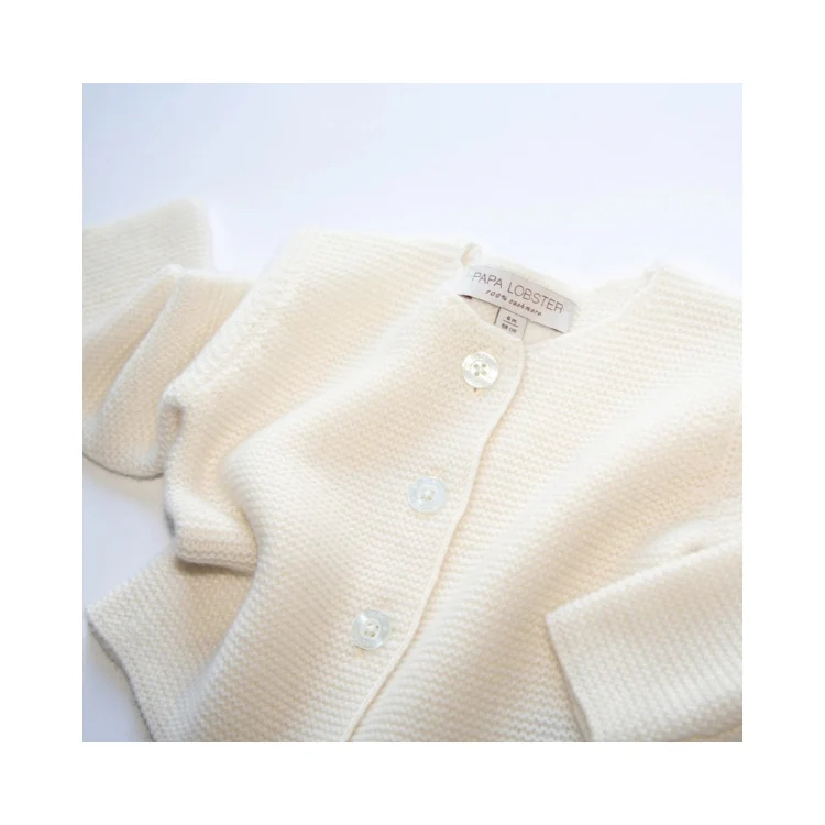 PAPA LOBSTER, Baby Cardigan, 'PEARL', naturweiß