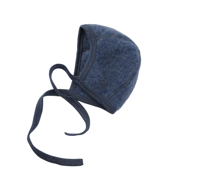 Engel Natur, Baby Häubchen, Fleece, Blau Melange