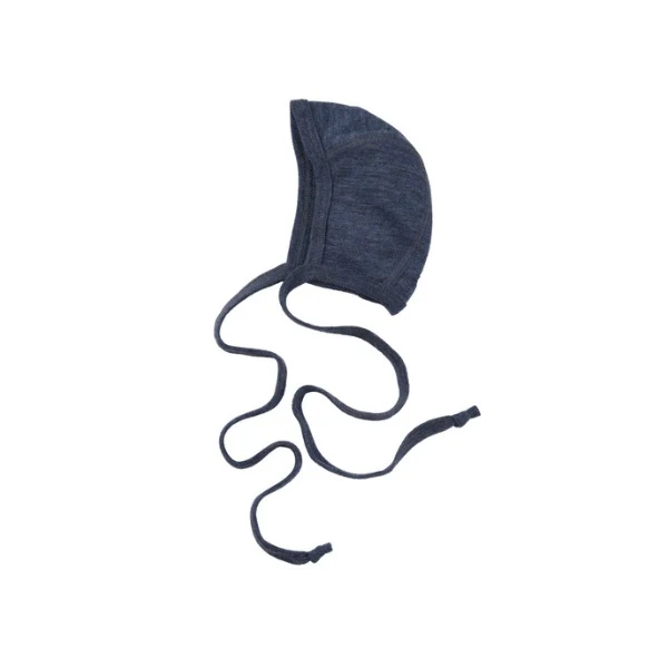 Engel Natur, Baby Häubchen, Feinripp, Blau Melange