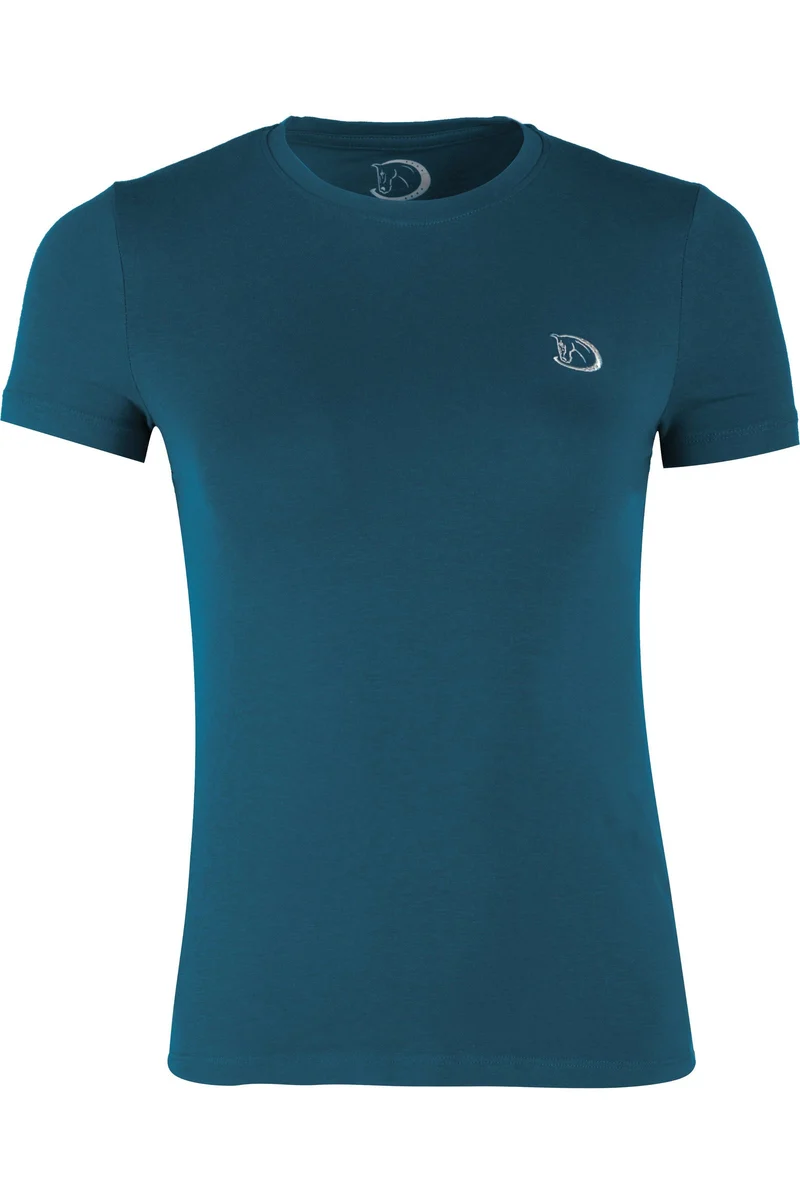 T-Shirt mit Rundhalsausschnitt für Damen, Dark Blue, oberbekleidung