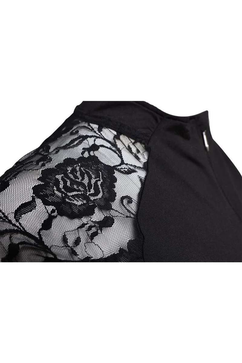 Sommerbaselayer Kurzarm mit Spitze für Damen, Black, oberbekleidung