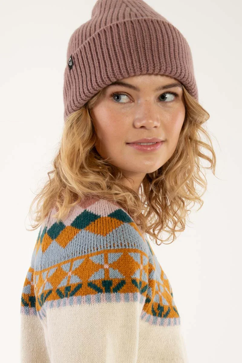 Danefea Danewarm Thoughts Merino Beanie Dark Rose Beige