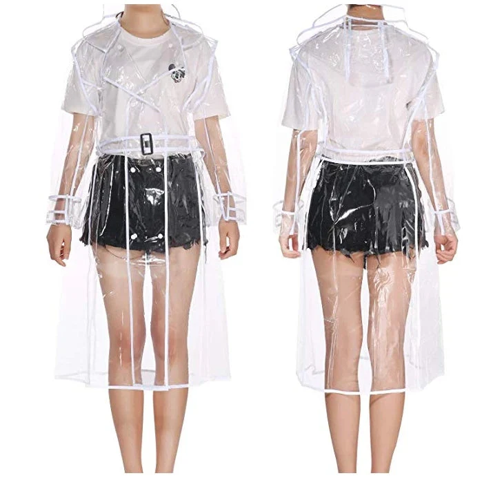 Wasserdichter, transparenter Kunststoff Damen-Regenmantel