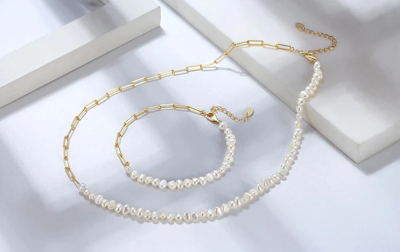 14K vergoldete echte 925er Sterlingsilber-Büroklammer-Halskette,