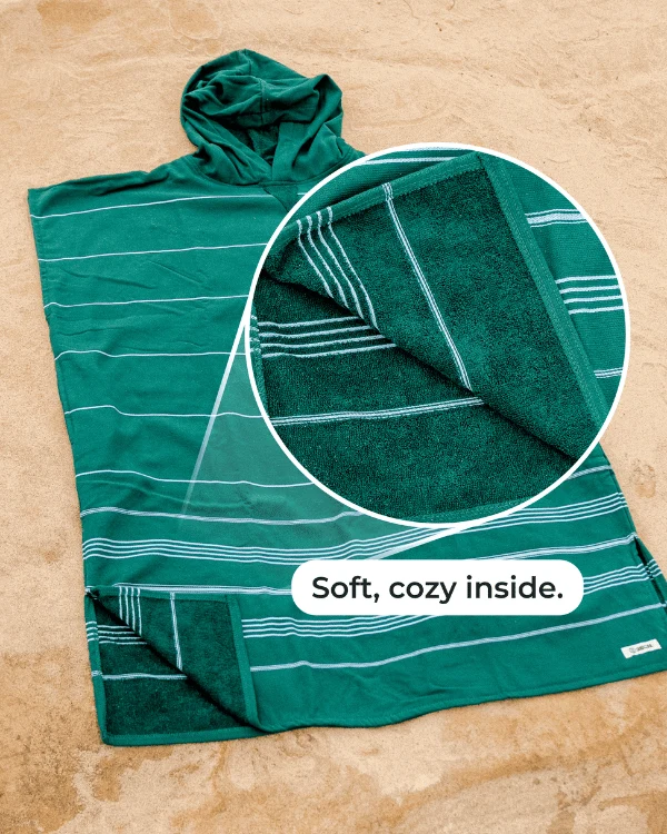 Classic Stripe Hooded Poncho - Grey