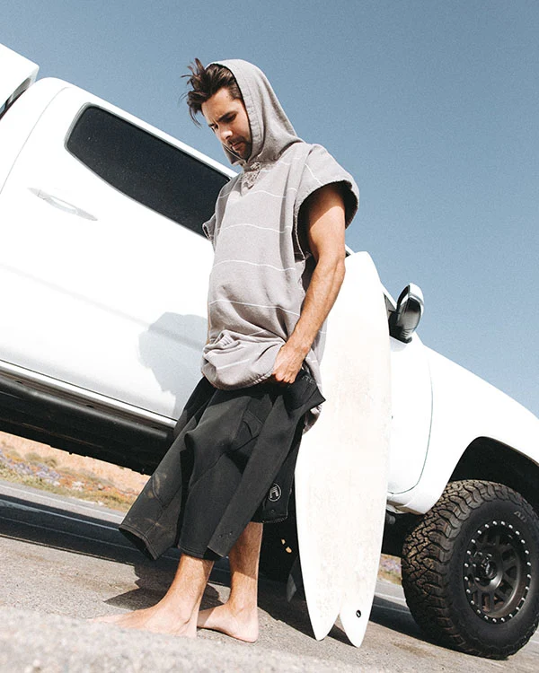 Classic Stripe Hooded Poncho - Grey