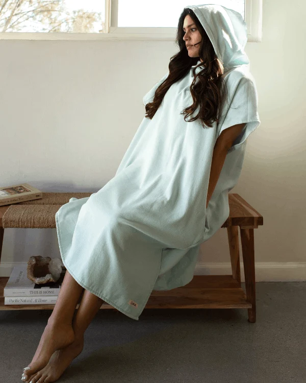 Terra Hooded Poncho - Seaglass
