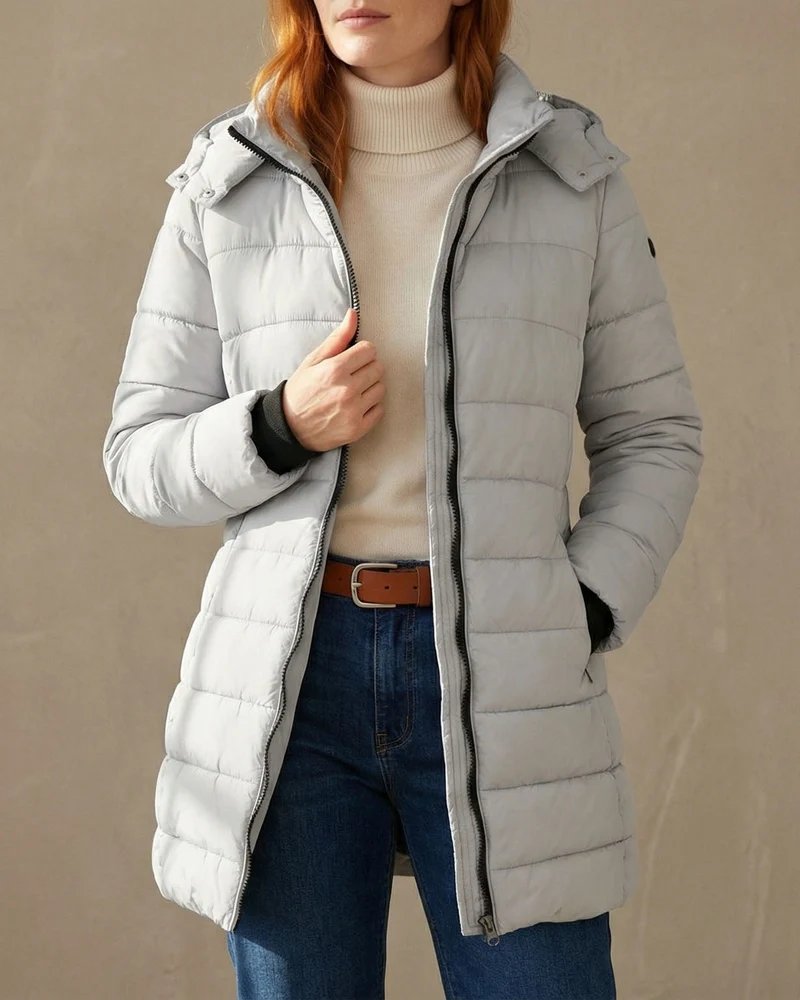 Wärmende Gesteppte Damen Puffer-Winterjacke mit Kapuze
