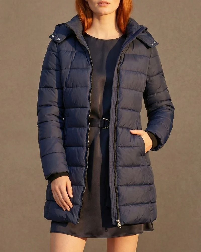 Wärmende Gesteppte Damen Puffer-Winterjacke mit Kapuze