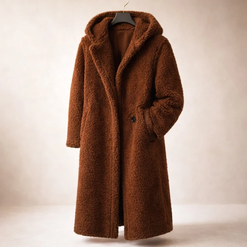 Eleganter Langer Damen Kapuzenmantel