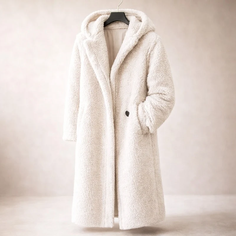 Eleganter Langer Damen Kapuzenmantel