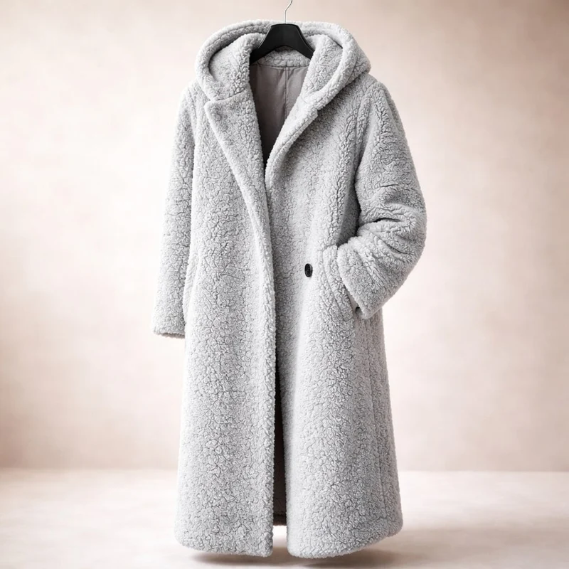 Eleganter Langer Damen Kapuzenmantel