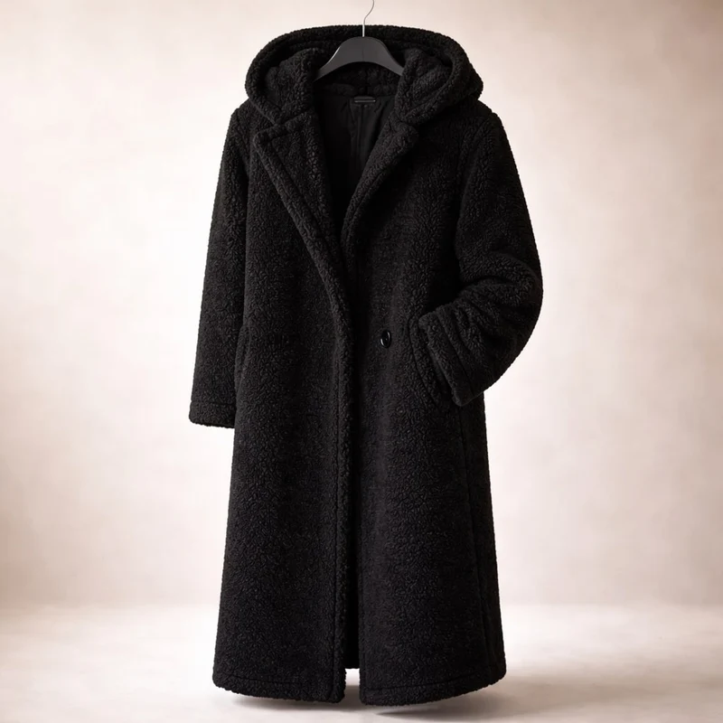 Eleganter Langer Damen Kapuzenmantel