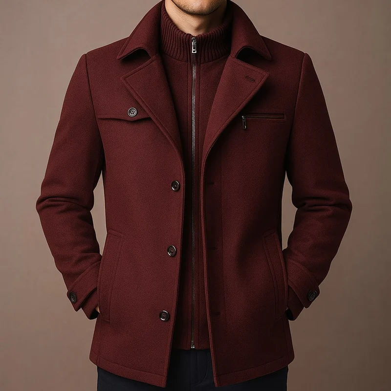 Eleganter Winddichter Herren Wollmantel