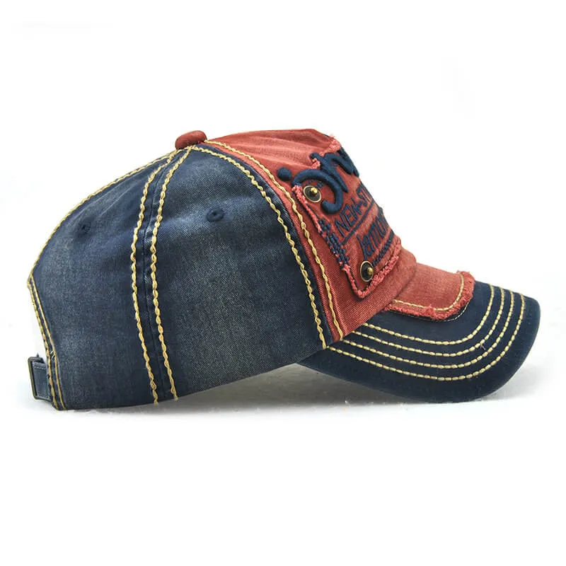 Vintage Verstellbare Herren Basecap mit Denim-Patch
