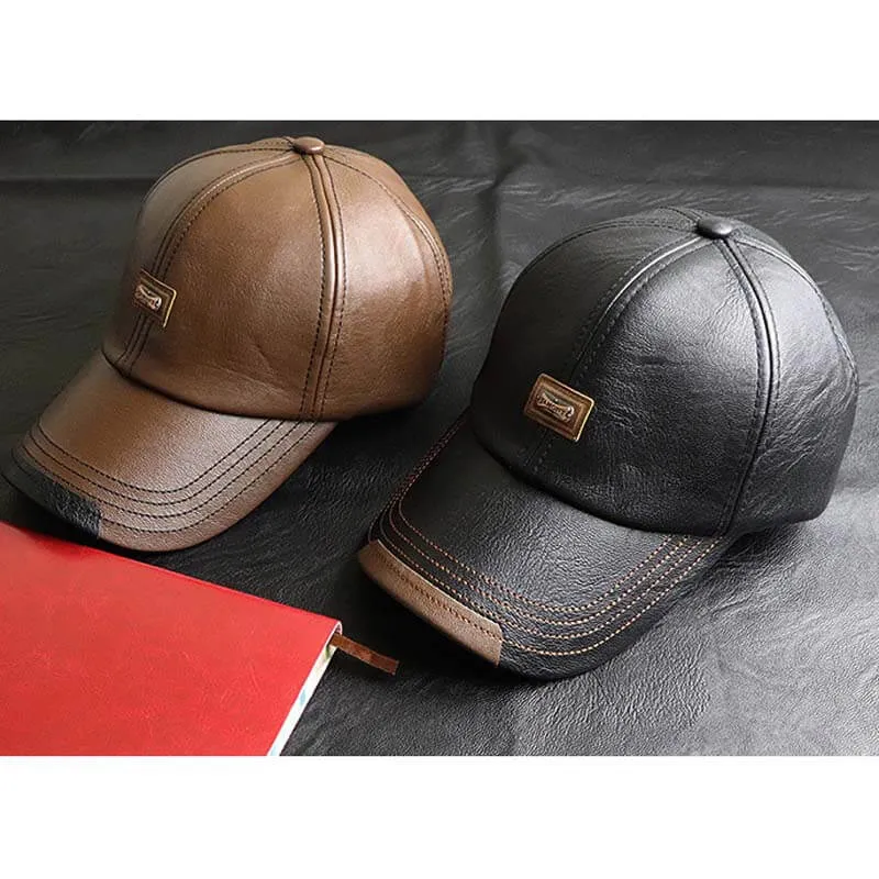 Vintage Leder Herren Baseballkappe