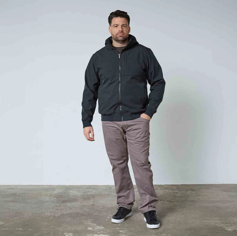 Allsize Softshell-Jacke Herren Übergröße 4XL-8XL Schwarz abnehmbare Kapuze