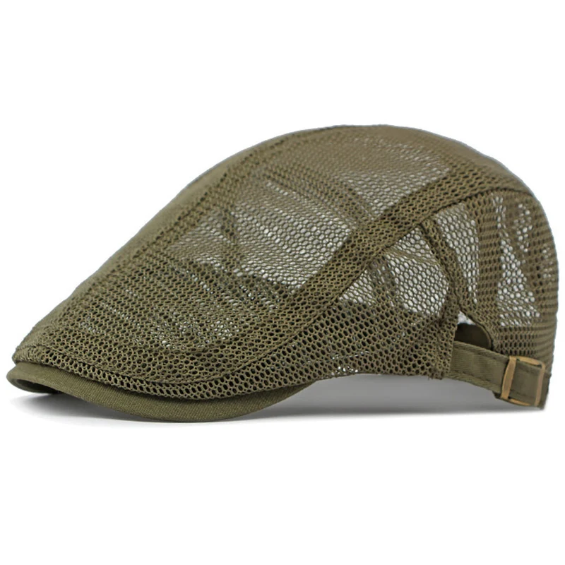 Atmungsaktive Leichte Herren Flachkappe mit Mesh