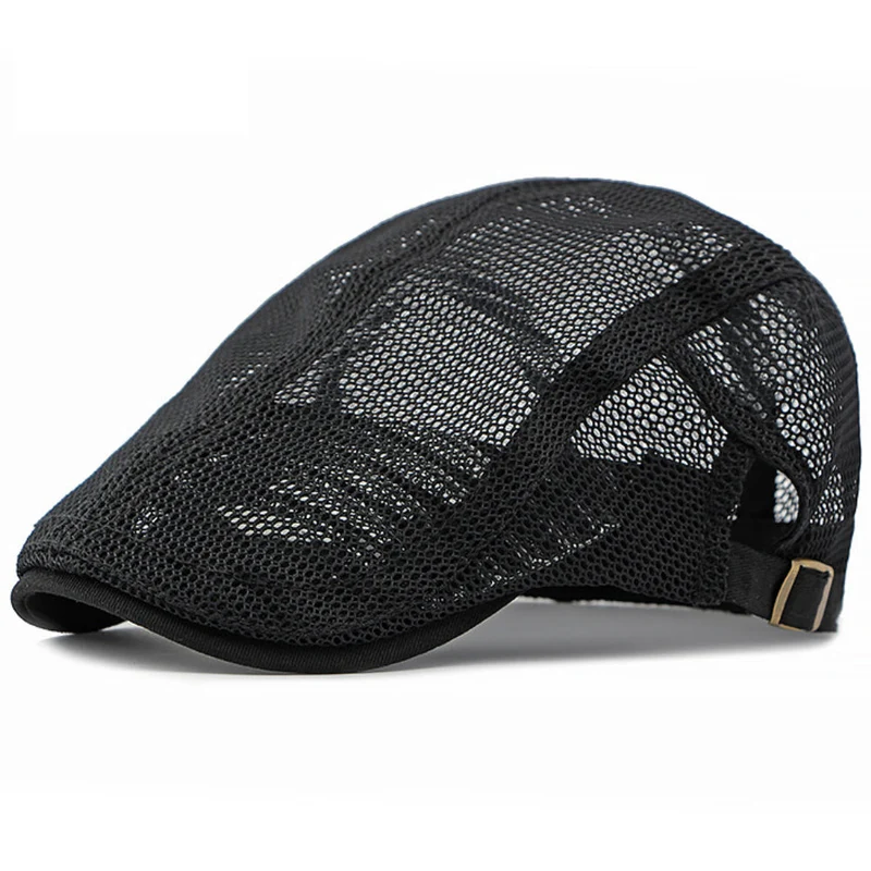 Atmungsaktive Leichte Herren Flachkappe mit Mesh