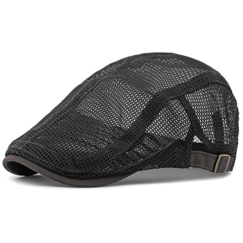 Atmungsaktive Leichte Herren Flachkappe mit Mesh