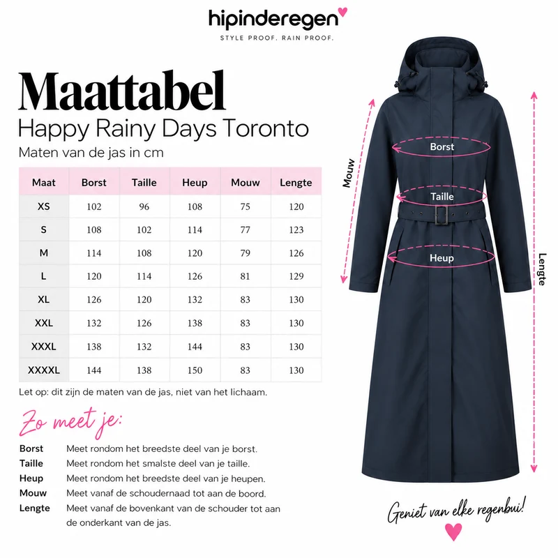 Happy Rainy Days Extra Lange Regenjas Gewatteerd Toronto Olive