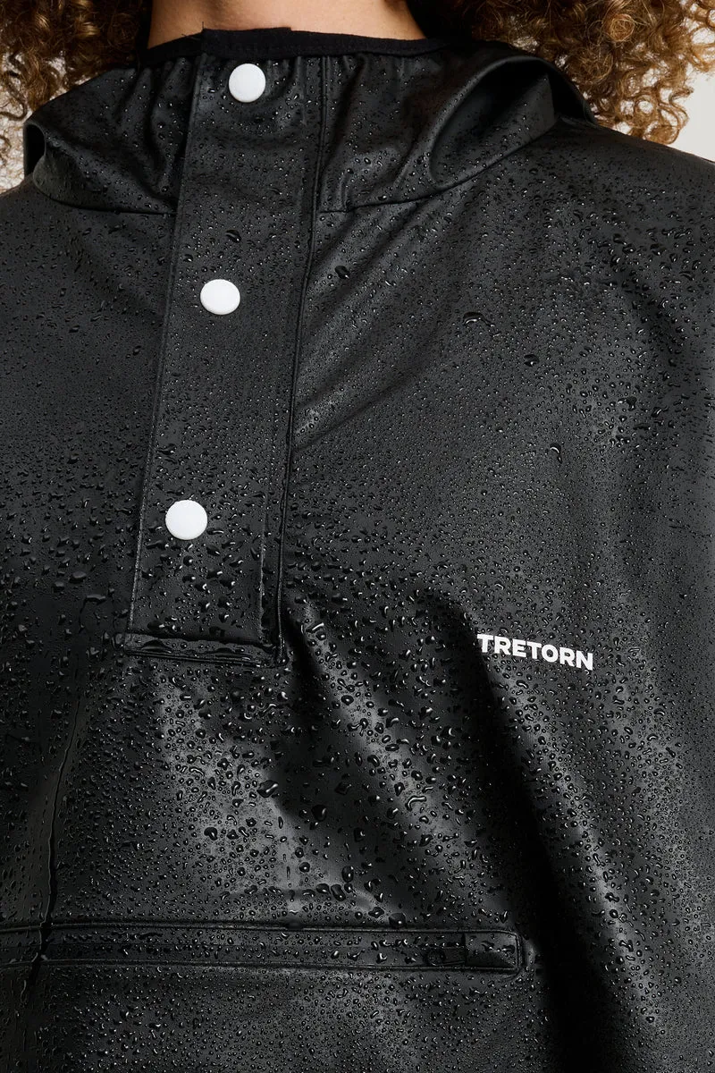 Tretorn Light Rain Poncho zwart | Opvouwbare regenponcho