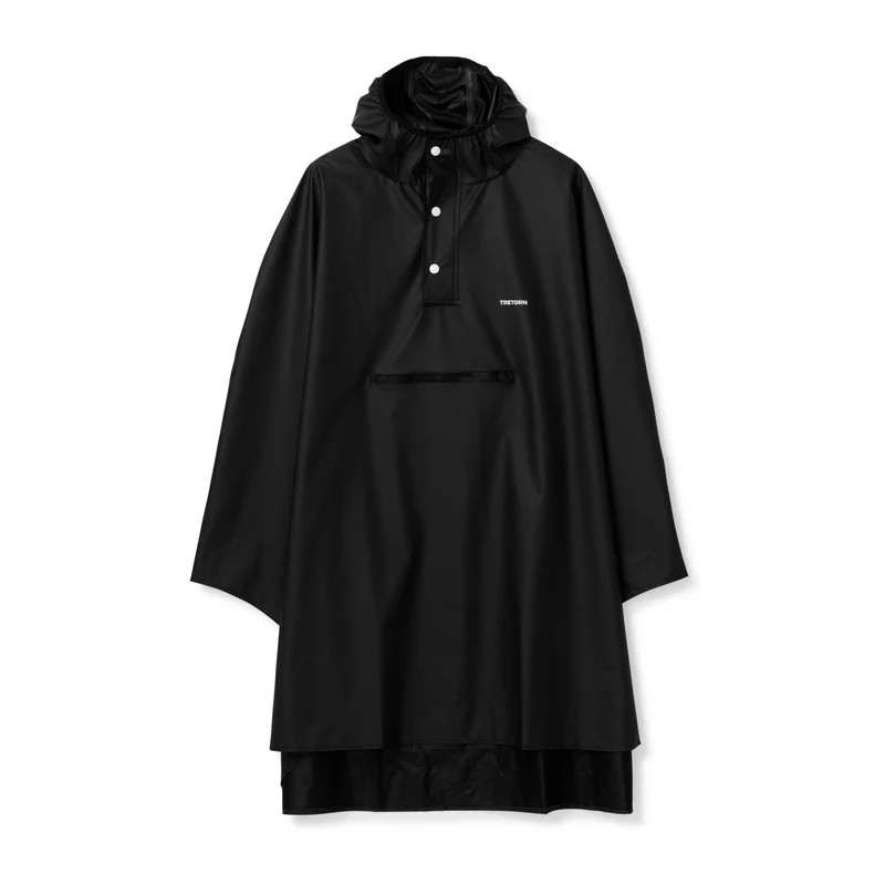 Tretorn Light Rain Poncho zwart | Opvouwbare regenponcho