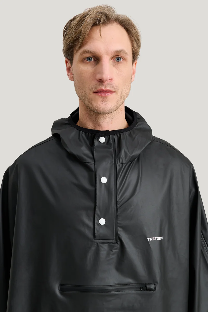 Tretorn Light Rain Poncho zwart | Opvouwbare regenponcho