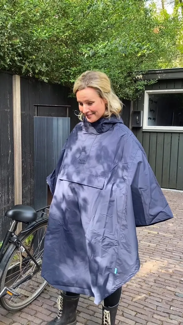 Happy Rainy Days Bikecape Reflectie Navy Donkerblauw