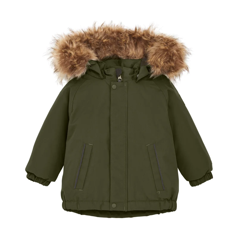 Color Kids - Parka W. Fake Fur grün
