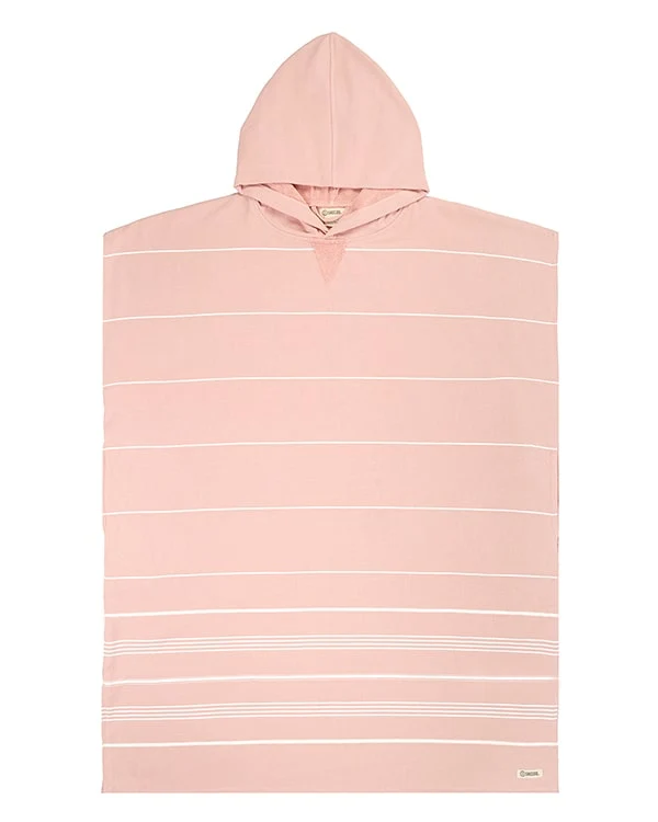 Classic Stripe Hooded Poncho - Misty Rose