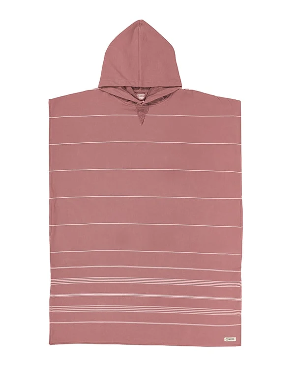 Classic Stripe Hooded Poncho - Withered Rose