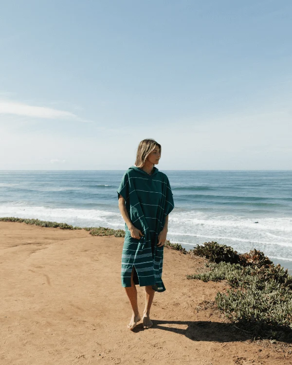 Classic Stripe Hooded Poncho - Rain Forest
