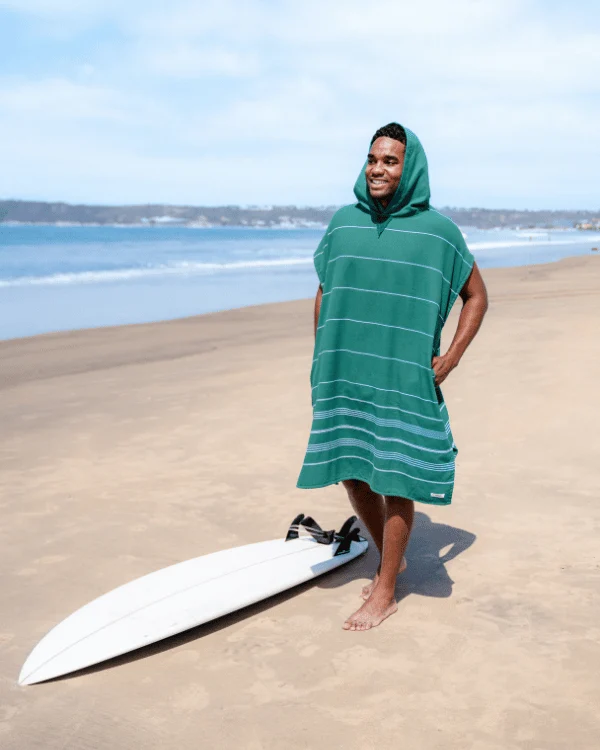 Classic Stripe Hooded Poncho - Rain Forest