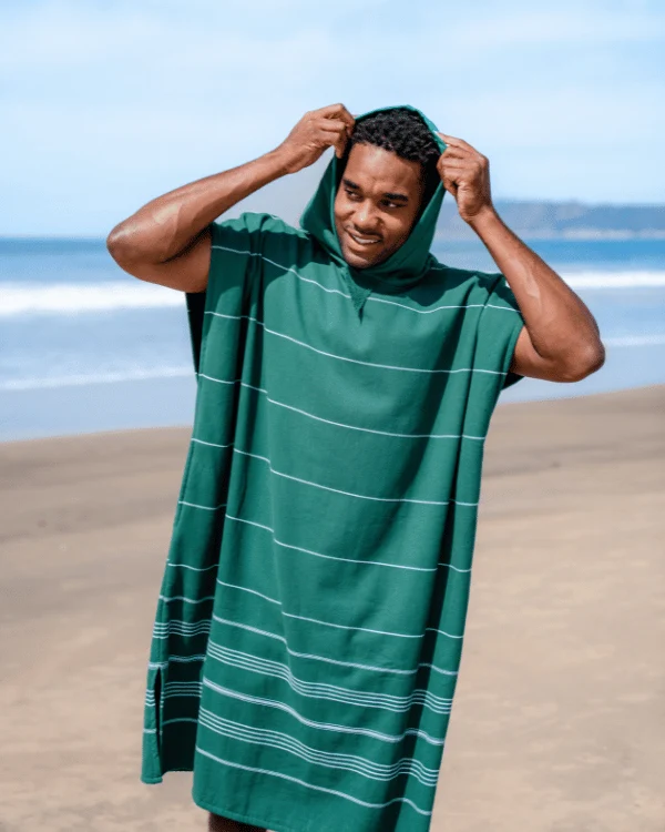 Classic Stripe Hooded Poncho - Rain Forest