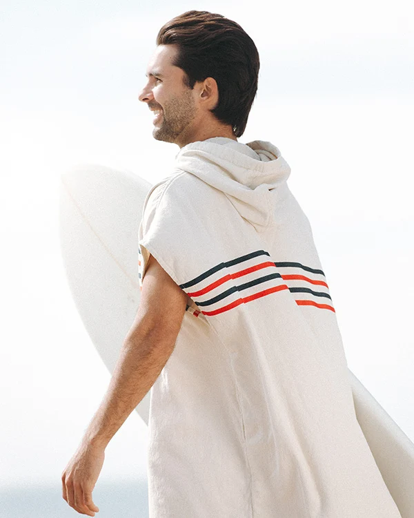 Border Classic Stripe Poncho - Red / Navy