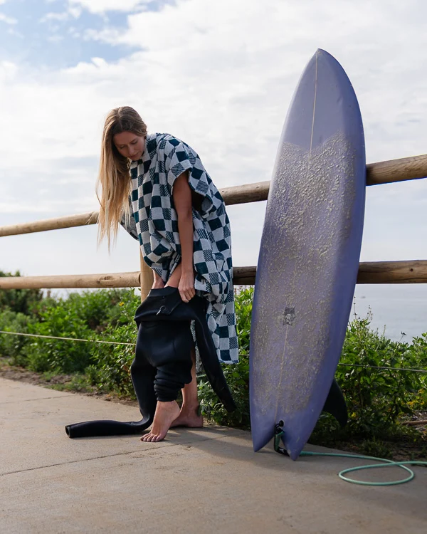 Checker Hooded Poncho