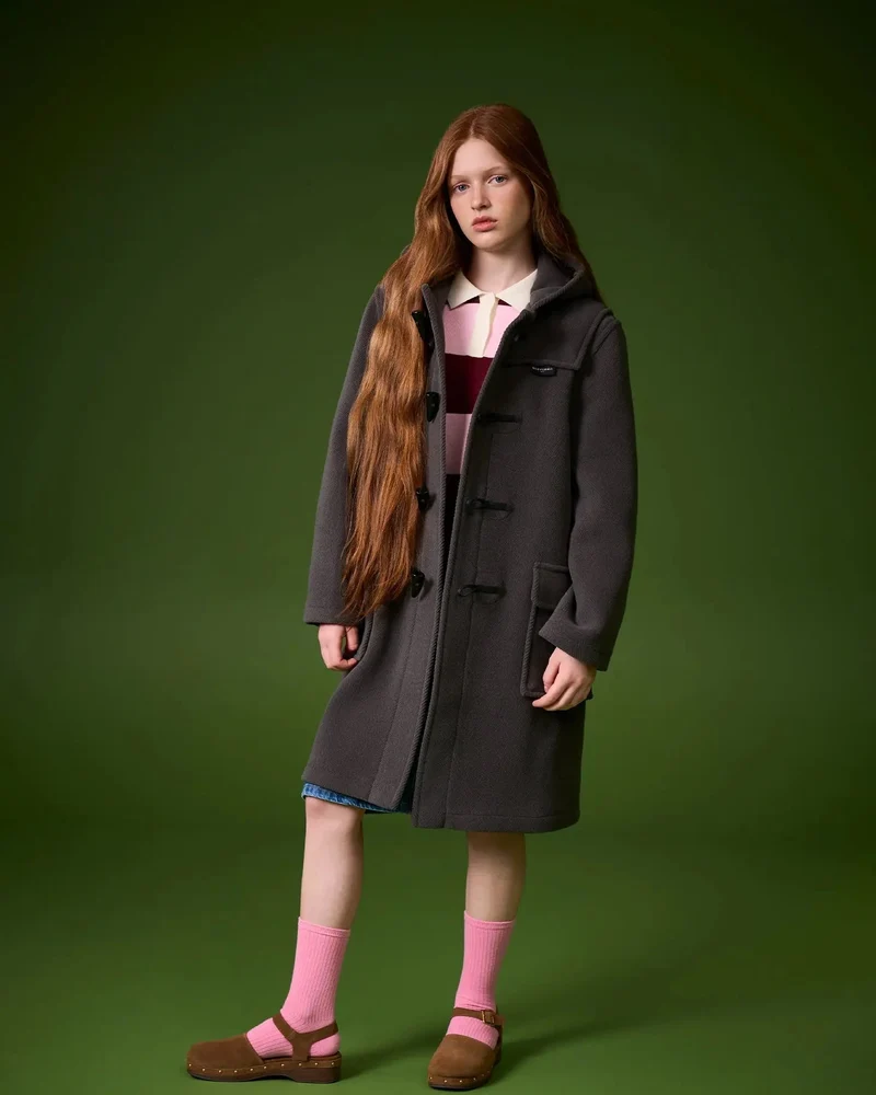 Children's Herringbone Wool Duffle Coat
