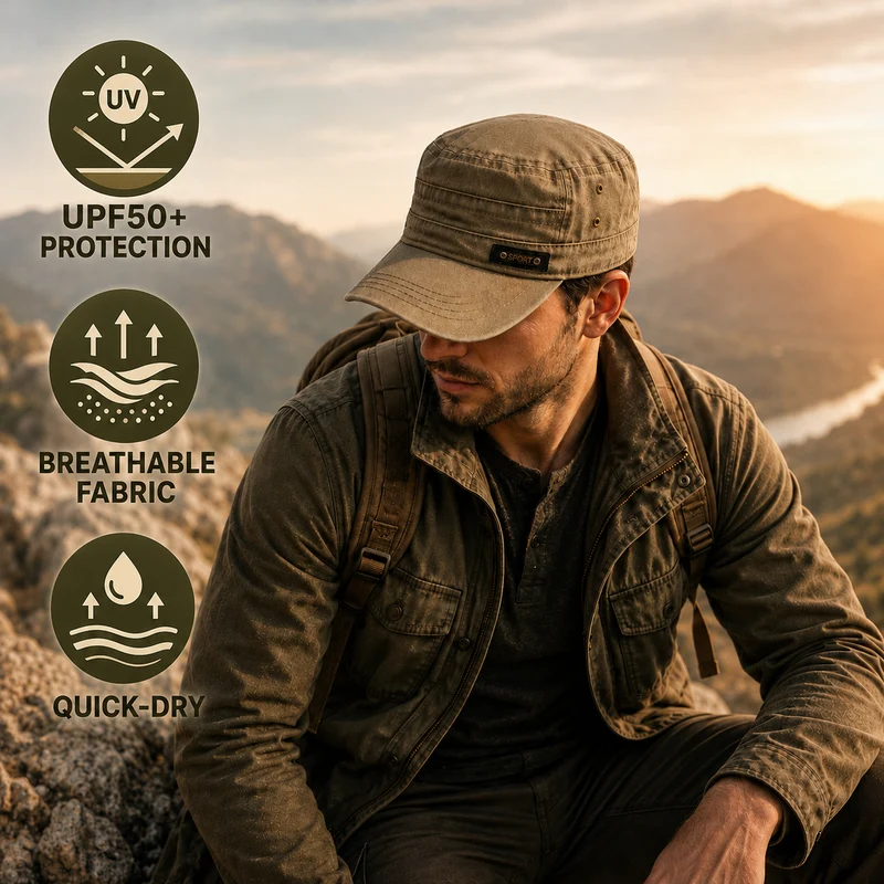 Robuste Militär-Inspirierte Herren Sonnenkappe