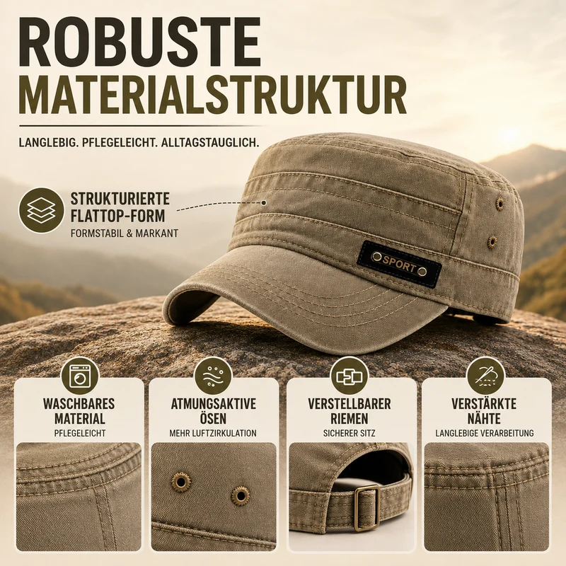 Robuste Militär-Inspirierte Herren Sonnenkappe