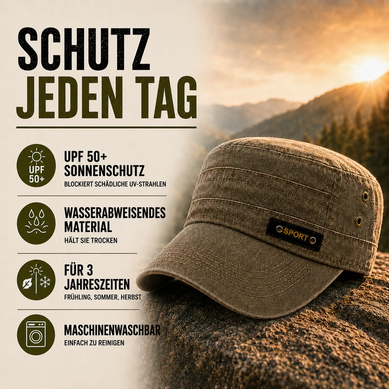 Robuste Militär-Inspirierte Herren Sonnenkappe